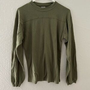 Kids army green breathable long sleeve vintage tee